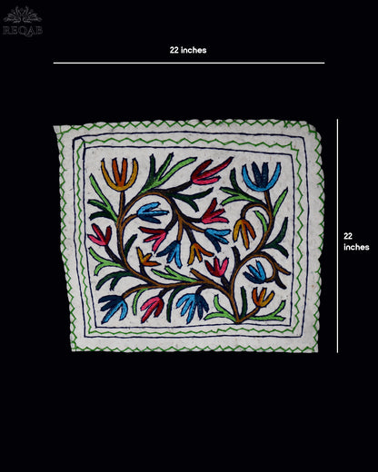 Tree Branch Design Small Square Crewel Kashmiri Namda