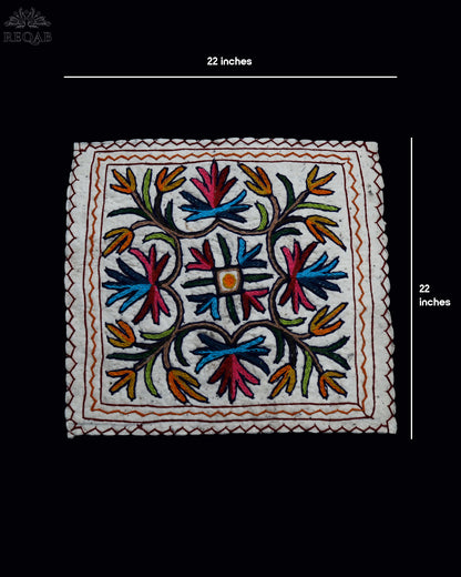 Chinar Leaf Design Small Square Crewel Kashmiri Namda