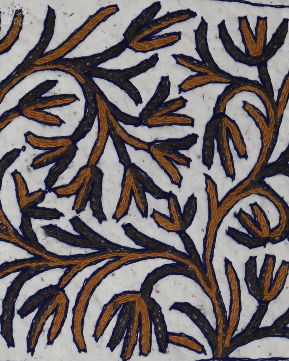 Tree Brown Branch Design Small Square Crewel Kashmiri Namda