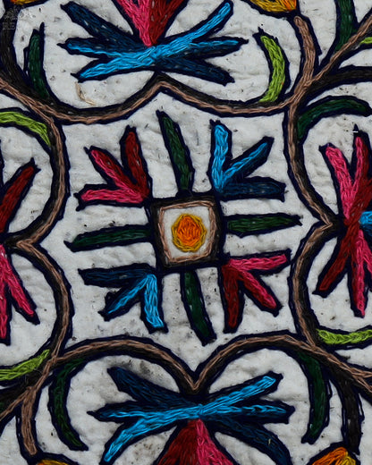 Chinar Leaf Design Small Square Crewel Kashmiri Namda