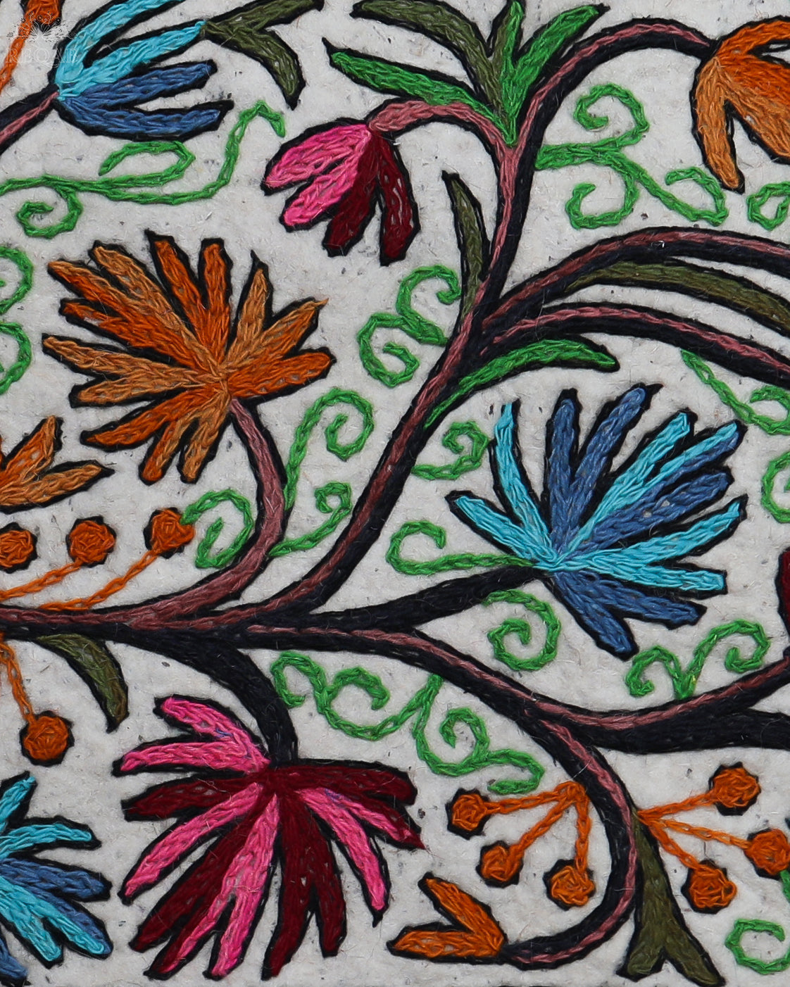 Tree Branch Design Small Rectangle Crewel Kashmiri Namda