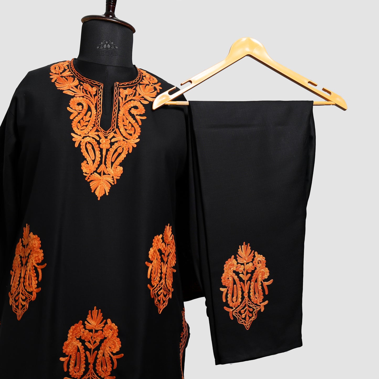 Jaguar Black Ruby Cotton Co-ord Set with Aari Embroidery