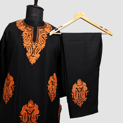 Jaguar Black Ruby Cotton Co-ord Set with Aari Embroidery