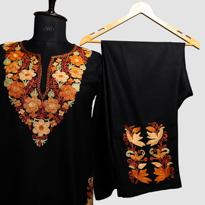 Maire Black Ruby Cotton Co-ord Set with Aari Embroidery