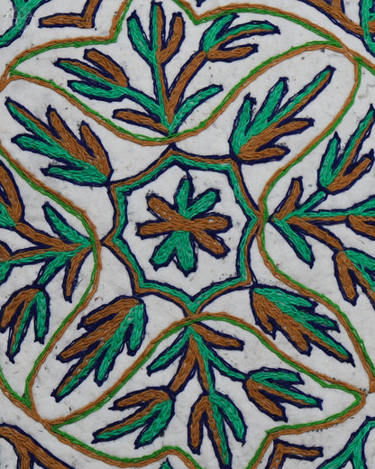 Leaf Design Small Square Crewel Kashmiri Namda