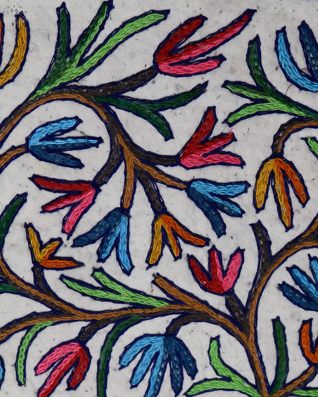Tree Branch Design Small Square Crewel Kashmiri Namda