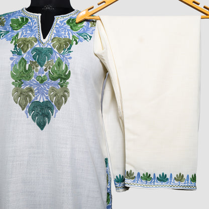 Alabaster Ruby Cotton Co-ord Set with Aari Embroidery