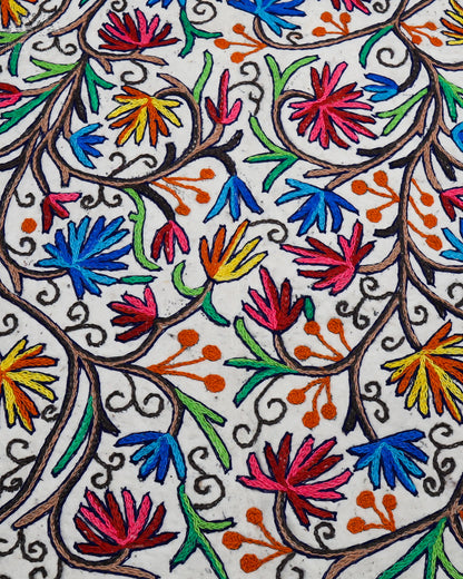 Chinar Leaf Design Large Rectangle Crewel Kashmiri Namda