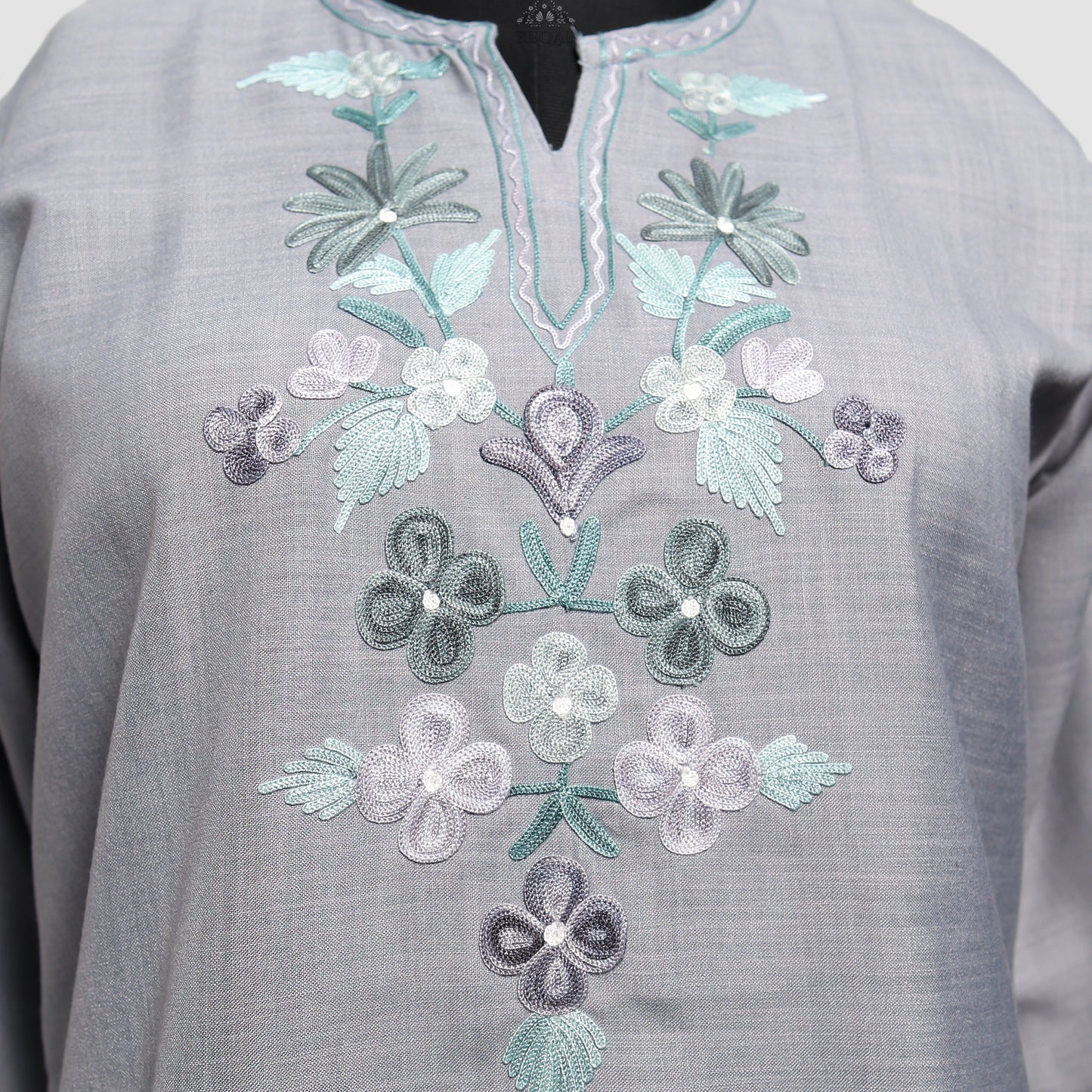 Chatelle Blue Ruby Cotton Top with Aari Embroidery