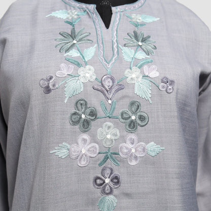 Chatelle Blue Ruby Cotton Top with Aari Embroidery