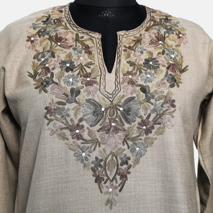 Half Spanish White Ruby Cotton Kurti with Aari Embroidery