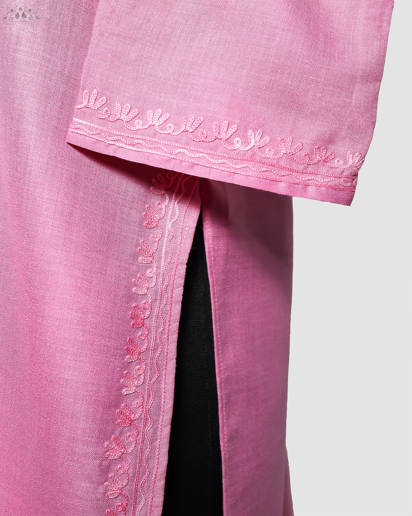 Shocking Pink Ruby Cotton Kurti with Aari Embroidery