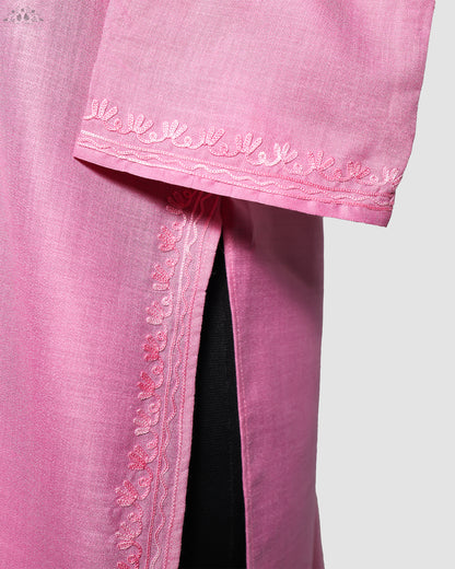 Shocking Pink Ruby Cotton Kurti with Aari Embroidery
