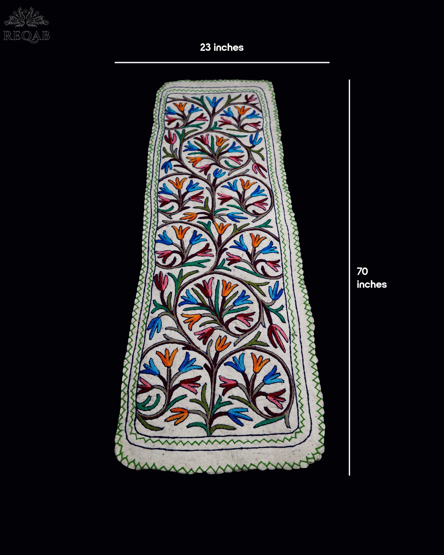 Floral Bulb Design Large Rectangle Crewel Kashmiri Namda