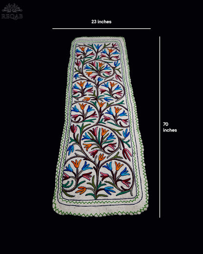 Floral Bulb Design Large Rectangle Crewel Kashmiri Namda