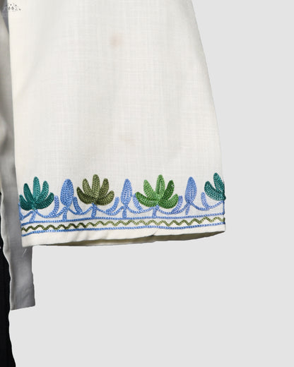 Alabaster Ruby Cotton Co-ord Set with Aari Embroidery