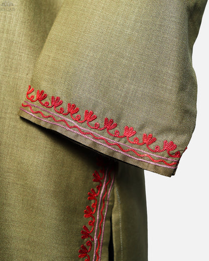 Sorrel Brown Ruby Cotton Co-ord Set with Aari Embroidery