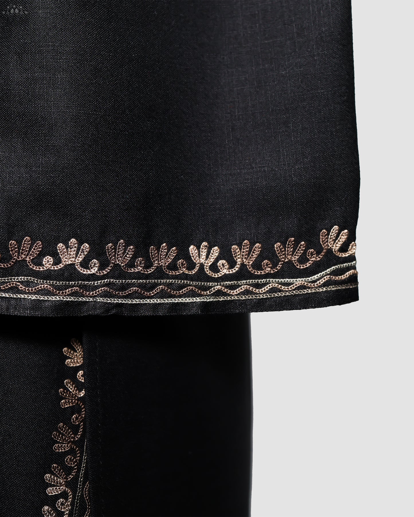Smoky Black Ruby Cotton Kurti with Aari Embroidery