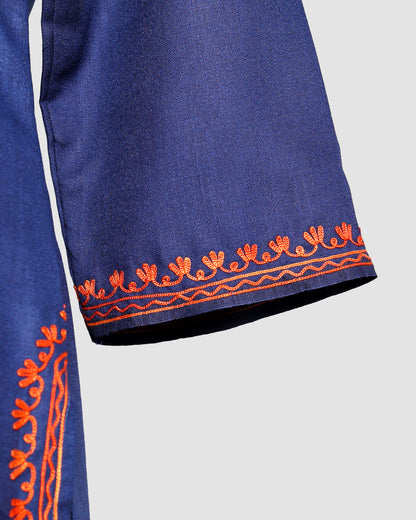Deep Koamaru Ruby Cotton Co-ord Set with Aari Embroidery
