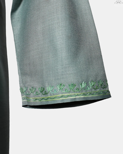 Jungle Mist Ruby Cotton Co-ord Set with Aari Embroidery