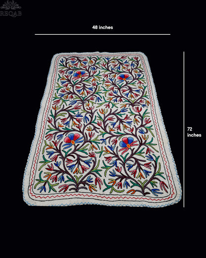 Floral Design Large Rectangle Crewel Kashmiri Namda
