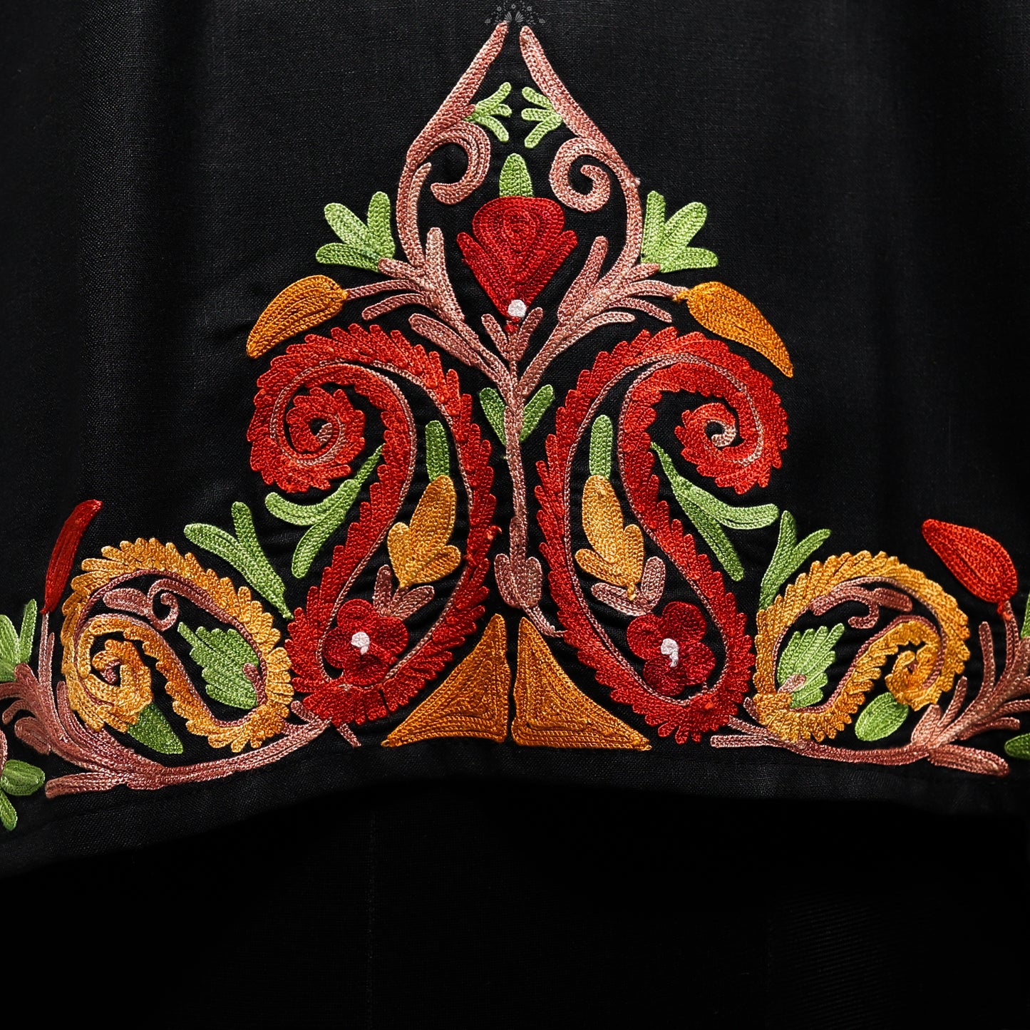 Black Russian Ruby Cotton Top with Aari Embroidery