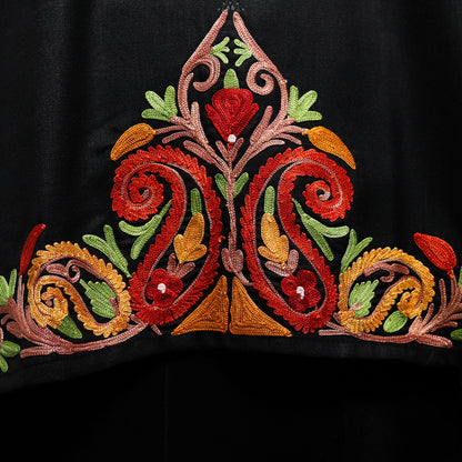 Black Russian Ruby Cotton Top with Aari Embroidery
