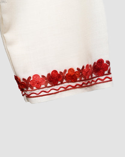 White Lilac Ruby Cotton Co-ord Set with Aari Embroidery