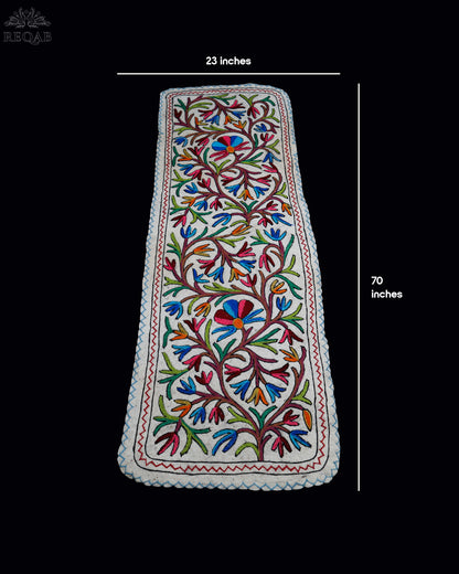 Floral & Leaf Design Large Rectangle Crewel Kashmiri Namda