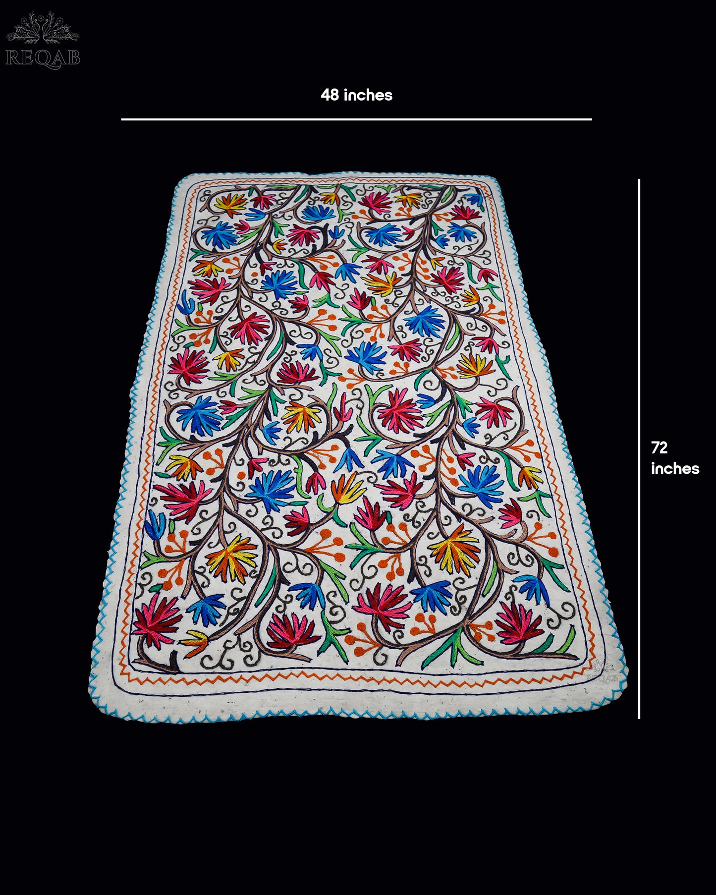 Chinar Leaf Design Large Rectangle Crewel Kashmiri Namda
