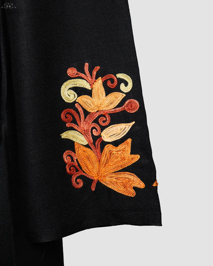 Maire Black Ruby Cotton Co-ord Set with Aari Embroidery
