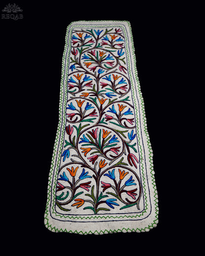Floral Bulb Design Large Rectangle Crewel Kashmiri Namda