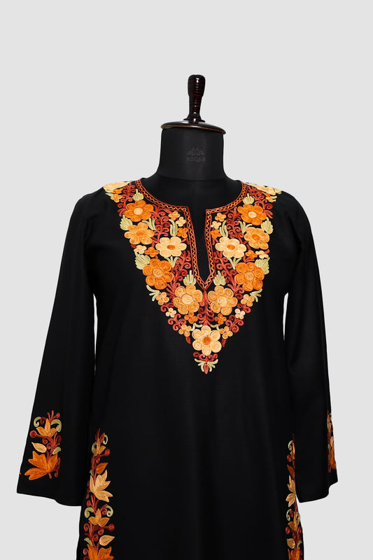 Maire Black Ruby Cotton Co-ord Set with Aari Embroidery
