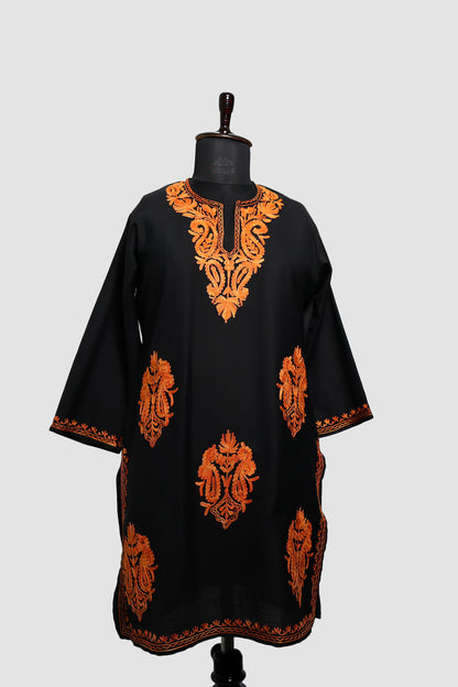 Jaguar Black Ruby Cotton Co-ord Set with Aari Embroidery