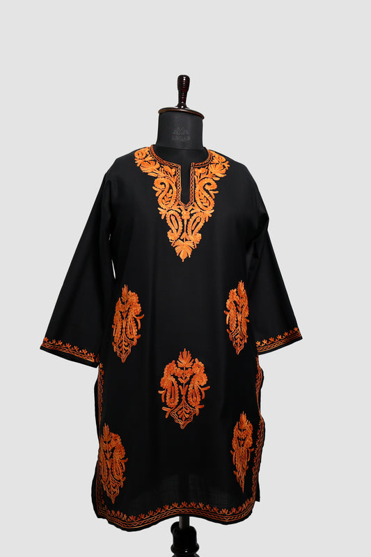 Jaguar Black Ruby Cotton Co-ord Set with Aari Embroidery