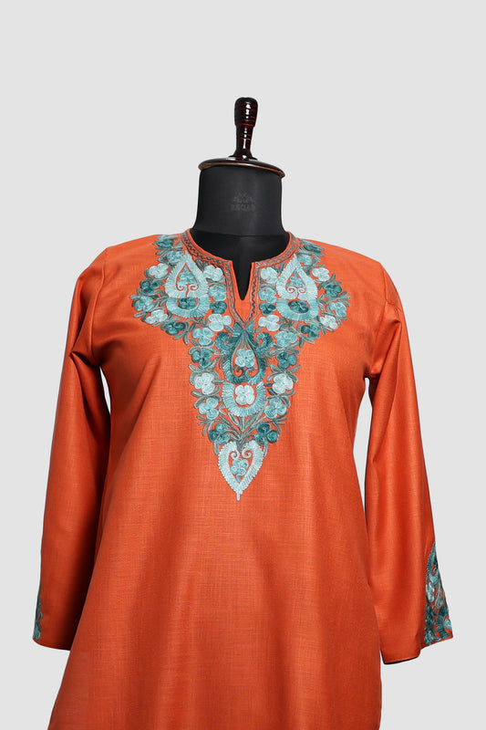 Crusta Brown Ruby Cotton Co-ord Set with Aari Embroidery