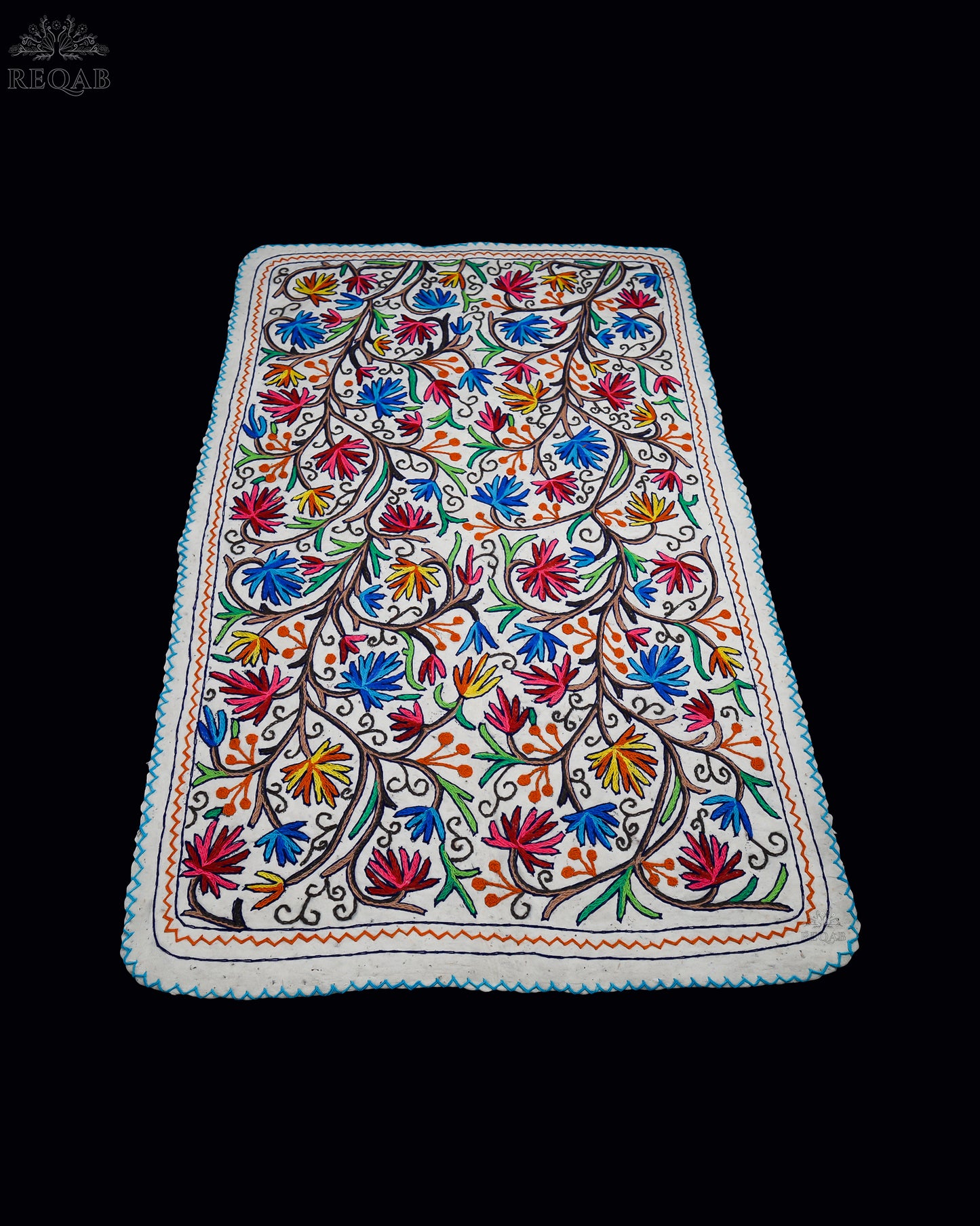 Chinar Leaf Design Large Rectangle Crewel Kashmiri Namda