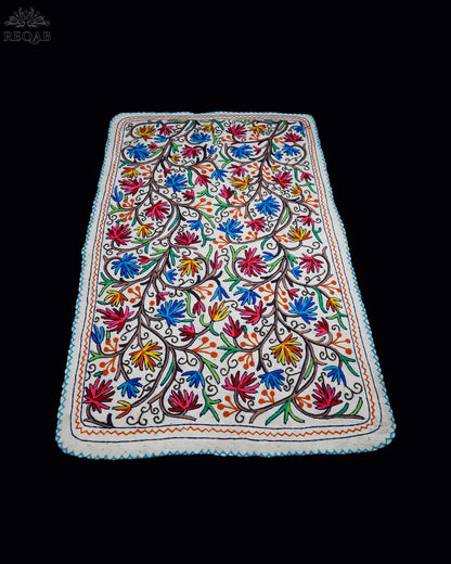 Chinar Leaf Design Large Rectangle Crewel Kashmiri Namda