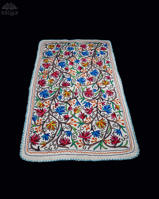 Chinar Leaf Design Large Rectangle Crewel Kashmiri Namda