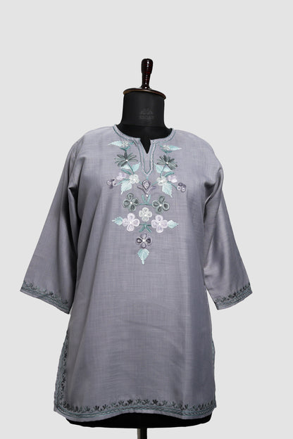 Chatelle Blue Ruby Cotton Top with Aari Embroidery