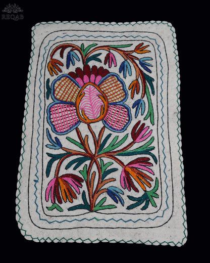Large Floral Design Small Rectangle Crewel Kashmiri Namda