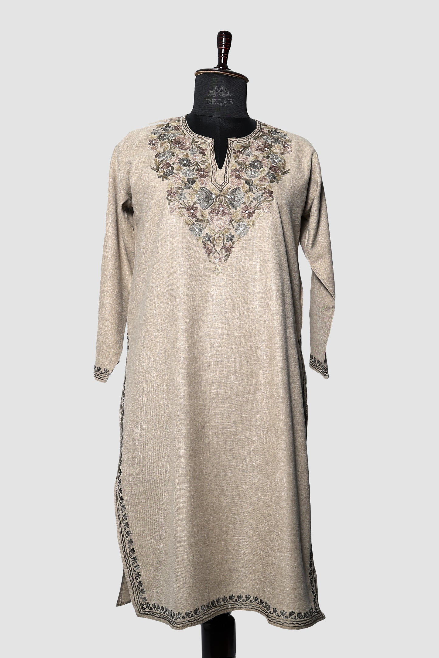 Half Spanish White Ruby Cotton Kurti with Aari Embroidery