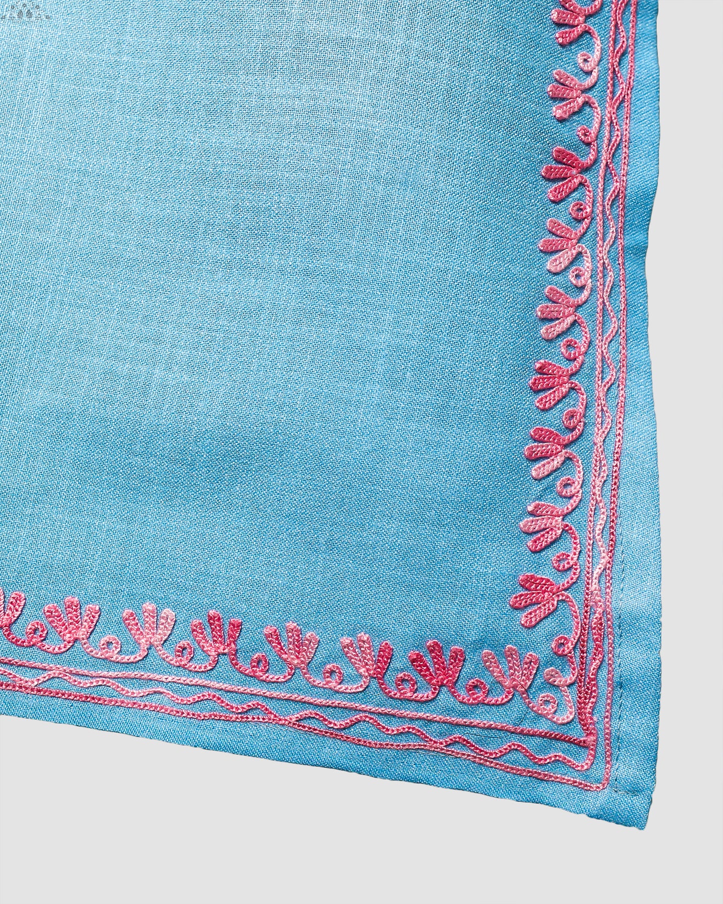 Malibu Blue Ruby Cotton Co-ord Set with Aari Embroidery