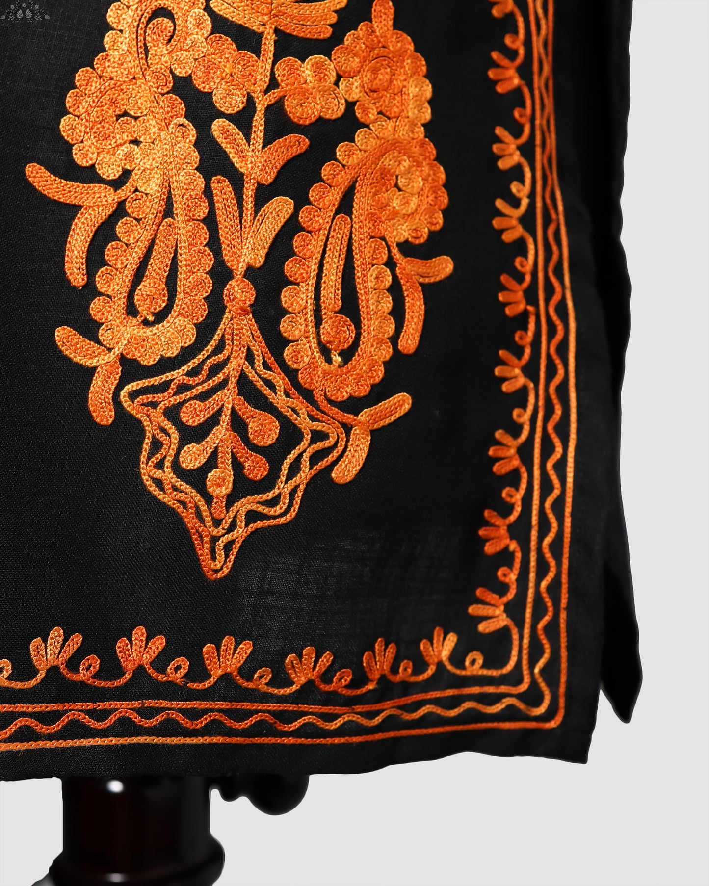 Jaguar Black Ruby Cotton Co-ord Set with Aari Embroidery