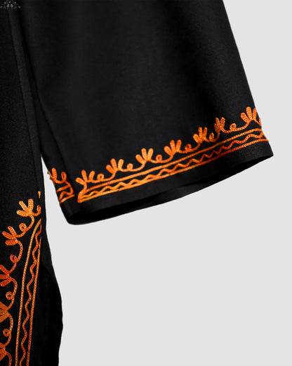 Jaguar Black Ruby Cotton Co-ord Set with Aari Embroidery