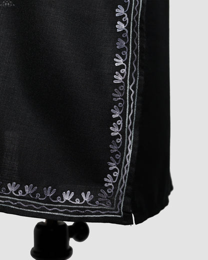 Eerie Black Ruby Cotton Co-ord Set with Aari Embroidery