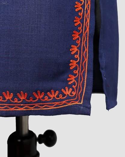 Deep Koamaru Ruby Cotton Co-ord Set with Aari Embroidery