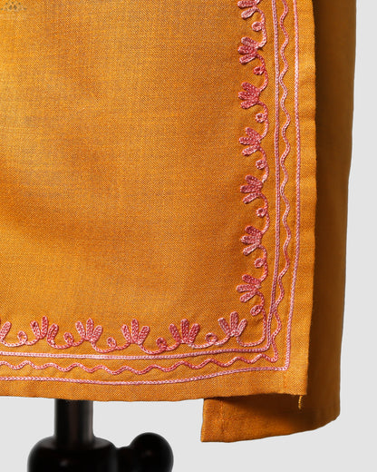Lightning Yellow Ruby Cotton Co-ord Set with Aari Embroidery