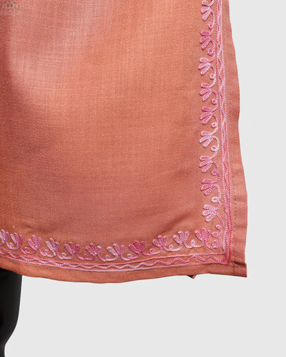 Burning Sand Ruby Cotton Kurti with Aari Embroidery