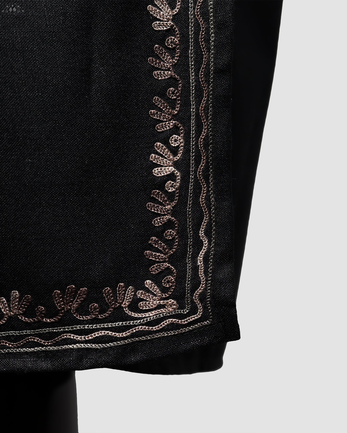 Smoky Black Ruby Cotton Kurti with Aari Embroidery